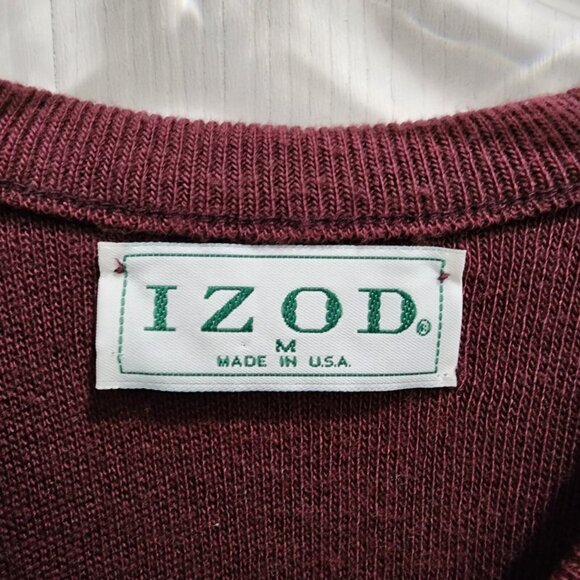 Vtg Izod Mens V-Neck Pullover Sleeveless Sweater Vest Golf Red Maroon USA Sz M - Picture 3 of 10